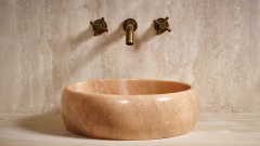 Мраморная раковина Bowl M4 из розового камня Sunset Red ПАКИСТАН 637057114 для ванной комнаты_3
