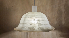 Каменный подвесной светильник Bell Pendant из оникса белый White Honey_1