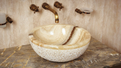 Желтая раковина Bowl из камня оникса Honey Onyx ИНДИЯ 637016811 для ванной комнаты_1
