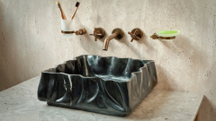 Мраморная раковина Сurvatura из черного камня Nero Marquina ИСПАНИЯ 369018111 для ванной комнаты_3