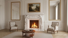 Каменный портал для облицовки камина Mala из мрамора Bianco Extra 507111901_4 Мраморный портал белого цвета для отделки камина Mala из натурального камня Bianco Extra 507111901_4