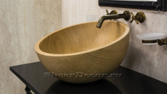 Мраморная раковина Globe из коричневого камня Wooden Yellow ЕГИПЕТ 193032111 для ванной комнаты_1
