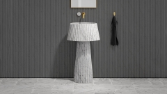 Мраморная раковина с пьедесталом Lampada M3 из белого камня Bianco Carrara ИТАЛИЯ 000005573 для  комнаты_1