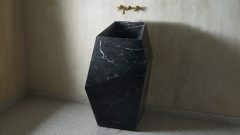 Черная раковина с пьедесталом Esquina из натурального мрамора Nero Marquina ИСПАНИЯ 000018071 для  комнаты_1