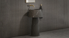 Черная раковина с пьедесталом Lampada M3 из натурального мрамора Nero Marquina ИСПАНИЯ 000018573 для  комнаты_1
