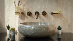 Гранитная раковина Ronda из серого камня Light Grey ИНДОНЕЗИЯ 003515111 для ванной комнаты_1