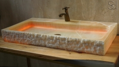 Желтая раковина Estrato M8 из камня оникса Honey Onyx ИНДИЯ 034016318 для ванной комнаты_1