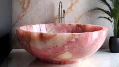 Элитная ванна Bowl розового цвета из оникса Pink Onyx 637461151_1