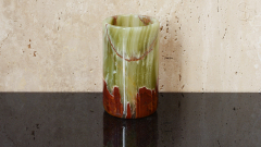 Каменная стакан круглой формы Glass Cylinder из зеленого камня Green Onyx_2
