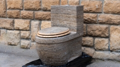 Каменное унитаз с бачком Anselmo Standart из серого камня - травертина Silver travertine матовая_1