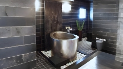 Бронзовая купель овальной формы Lema Flora из бронзового металлов Chrome Bronze металлизированная_1