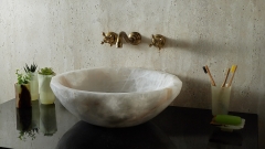 Каменная мойка Bowl M26 из белого кварцита Crystalo БРАЗИЛИЯ 6379331126 для ванной комнаты_1