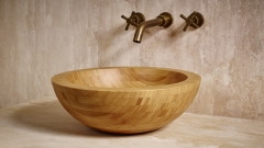 Накладная раковина чаша для ванной Sfera из бамбука Golden Bamboo матовая_1