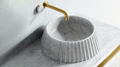 Белая раковина Lampada из натурального мрамора Bianco Carrara ИТАЛИЯ 000005511 для ванной комнаты_1