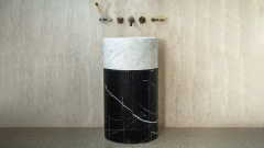 Мраморная раковина с пьедесталом Jenna M18 из черного камня Nero Marquina ИСПАНИЯ 1260185718 для  комнаты_1
