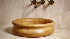 Накладная раковина чаша для ванной Berta из бамбука Golden Bamboo матовая_1