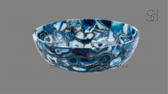 Каменная мойка Bowl M4 из синего агата Blue Agate ИНДИЯ 637187114 для ванной комнаты_1