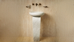 Раковина Distrito из мрамора Clouds_1 Мраморная раковина овальной формы Distrito из белого камня Clouds_1