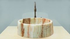 Каменная раковина круглой формы Anelia из зеленого камня Green Onyx_2