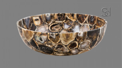 Каменная мойка Bowl M4 из коричневого агата Gold Agate ИНДИЯ 637193114 для ванной комнаты_1