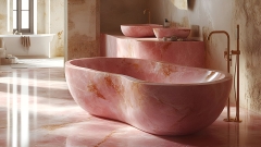 Элитная ванна Ocho розового цвета из оникса Pink Onyx 000461151_1