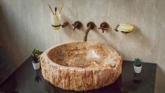 Накладная раковина для ванной Hector из окаменелого дерева Petrified Beigewood_1