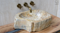 Каменная мойка Hector M35 из окаменелого дерева Petrified Beigewood ИНДОНЕЗИЯ 0079021135 для ванной_1