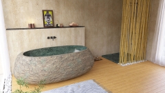 Каменная ванна Piedra M2 из зеленого гранита Verde 005030152_1