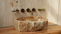 Накладная раковина для ванной Hector из окаменелого дерева Petrified Beigewood_1