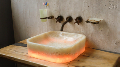 Каменная мойка Rousa M8 из желтого оникса Honey Onyx ИНДИЯ 963016118 для ванной комнаты_1