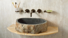 Каменная раковина природной формы Hector S2 из серого камня Andesite_1