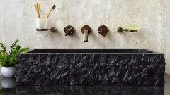 Черная мойка Biruta M2 из натурального мрамора Nero Marquina ИСПАНИЯ 045018332 для кухни_5