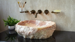 Каменная раковина природной формы Hector S1L из красного камня Red Honey_2