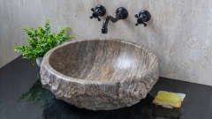 Каменная мойка Sfera из серого травертина Silver travertine ТУРЦИЯ 001399311 для ванной комнаты_1