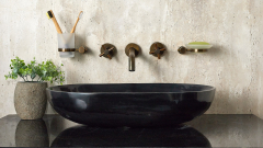 Мраморная раковина Cioto из черного камня Grey Marquina ИТАЛИЯ 936040111 для ванной комнаты_1