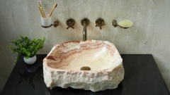 Каменная раковина природной формы Hector S2L из красного камня Red Honey_3