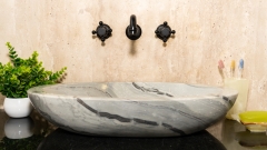 Зеленая раковина Anna из натурального мрамора Carrara ИНДИЯ 017009111 для ванной комнаты_1