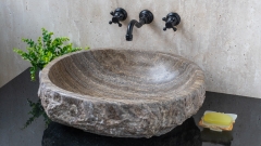 Серая раковина Distrito из камня травертина Silver travertine ТУРЦИЯ 014399311 для ванной комнаты_1