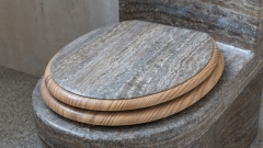 Каменный крышка унитаза Cap Standard из серого камня - травертина Silver travertine_4