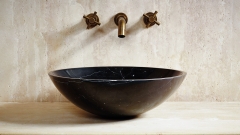 Мраморная раковина Sfera из черного камня Nero Marquina ИСПАНИЯ 001018111 для ванной комнаты_1