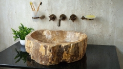 Накладная раковина для ванной Hector из окаменелого дерева Petrified Beigewood_1