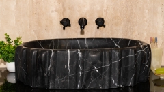 Черная раковина Panneggio из натурального мрамора Nero Marquina ИСПАНИЯ 000018011 для ванной комнаты_1