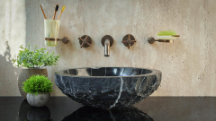 Мраморная раковина Sfera из черного камня Nero Marquina ИСПАНИЯ 001018311 для ванной комнаты_1