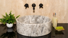 Серая раковина Kale из натурального мрамора Crystalo grey ИТАЛИЯ 019933111 для ванной комнаты_1