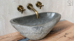 Раковина для ванной комнаты Piedra M87 из речного камня  Gris ИНДОНЕЗИЯ 0050451187_1