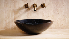 Черная раковина Sfera из натурального мрамора Nero Marquina ИСПАНИЯ 001018111 для ванной комнаты_1