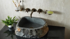 Серая раковина Hector M15 из камня андезита Andesite ИСПАНИЯ 0070011115 для ванной комнаты_1