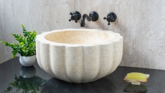 Каменная курна круглой формы Grasa из бежевого мрамора Galala Beige ИНДОНЕЗИЯ 944094121_1