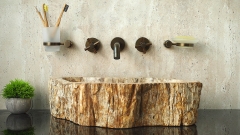 Каменная мойка Hector M189 из окаменелого дерева Petrified Beigewood ИНДОНЕЗИЯ 00790211189 для ванной_1