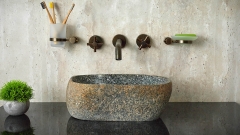 Раковина для ванной Piedra M525 из речного камня  Gris ИНДОНЕЗИЯ 00504511525_1